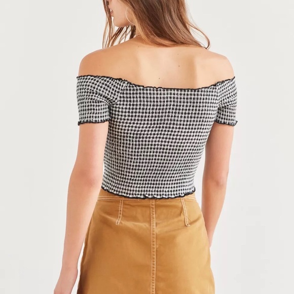 Gingham Off-Shoulder Crop Top XS - Picture 9 of 12